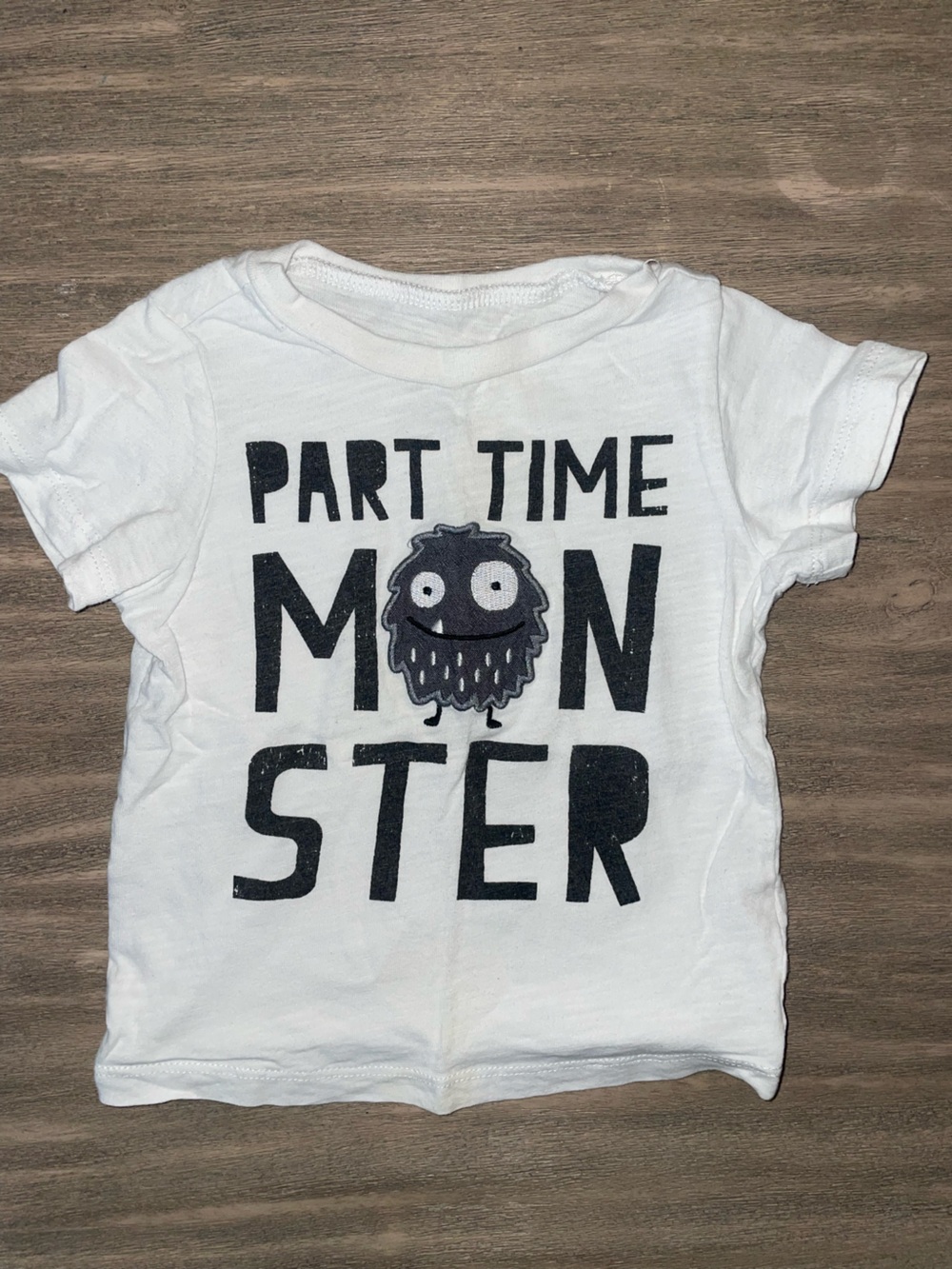 Short Sleeve White Graphic T-Shirt Toddler "Part Time Monster"